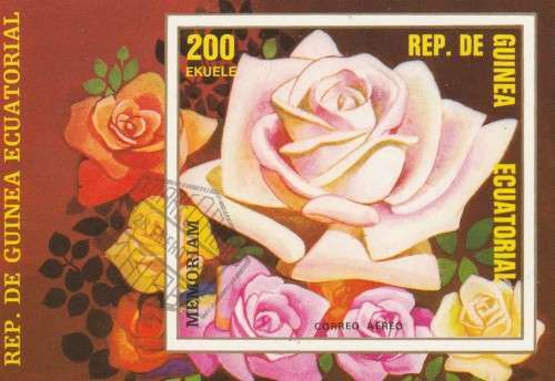 Guinea Guinee Equatorial - Miniature Sheet CTO - Roses Flowers