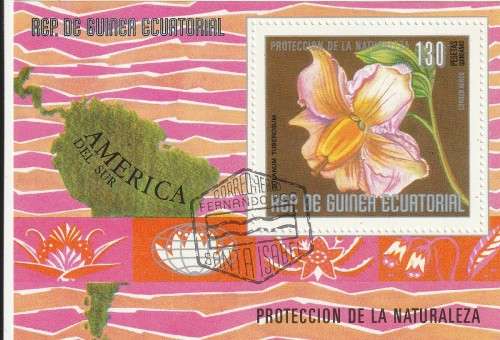 Guinea Guinee Equatorial - Miniature Sheet CTO - Nature Protection Paintings Flowers
