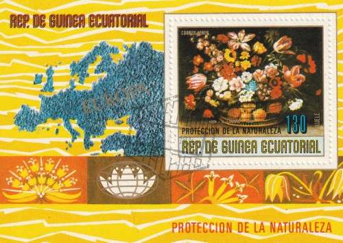 Guinea Guinee Equatorial - Miniature Sheet CTO - Nature Protection Paintings Flowers