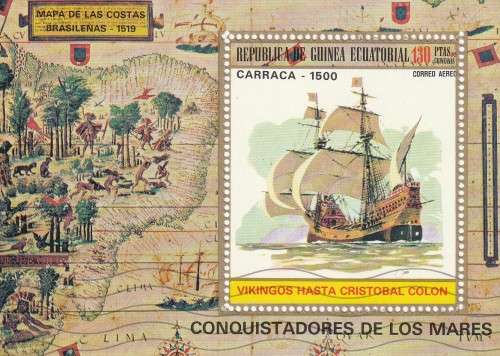 Guinea Guinee Equatorial - Miniature Sheet CTO -Spanish Ships Brazil