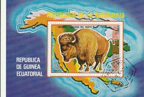 Guinea Guinee Equatorial - Miniature Sheet CTO - Nature Protection 1977 American Bison