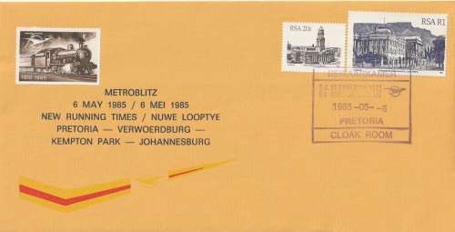 South Africa RSA - 1985 - South African Railways Metroblitz Cloak Room Rail Letter Post