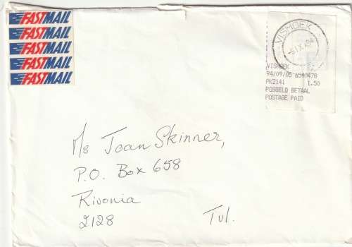 South Africa RSA Cover - 1994 - Fastmail Cover Postage Paid