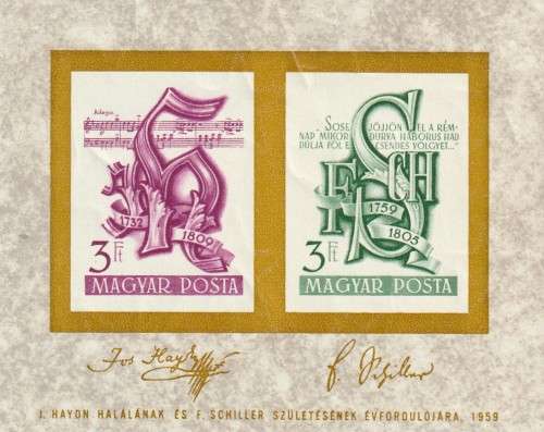 Hungary - 1959 - Monograms Haydn Austrian composer Friedrich von Schiller German poet and dramatist