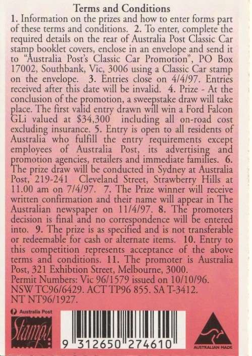 Australia - 1997 - Classic Cars Booklet