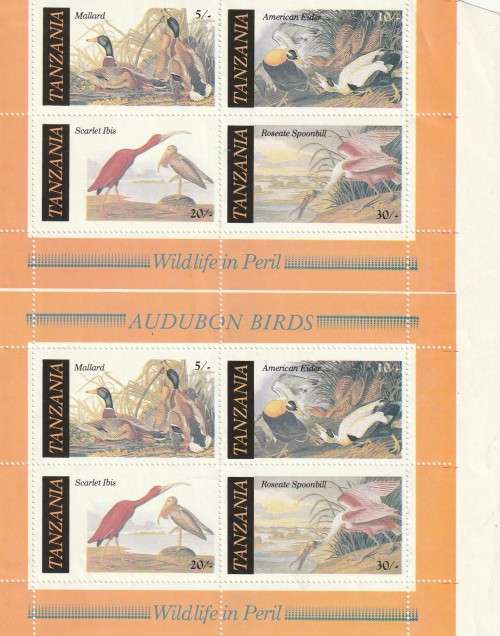 Tanzania - 1986 - Audubon Birds Souvenir sheet Proofs Pre final Border cut plus imperf sheetlet