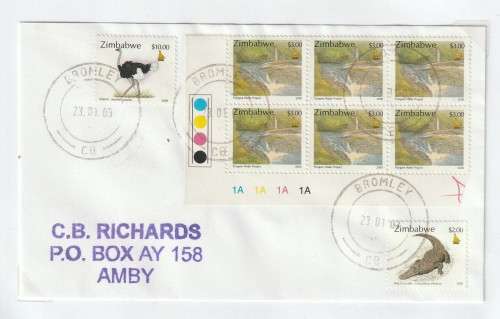 Zimbabwe cover - 2000 - Commerce and Industry Animals $3 Control Block
