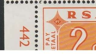 South Africa RSA - 1972 - 2c Postage Due Control Block with Variety
