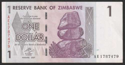 Zimbabwe - 2007 - $1 Dollar Dollars Gono - Circulated - Range AE