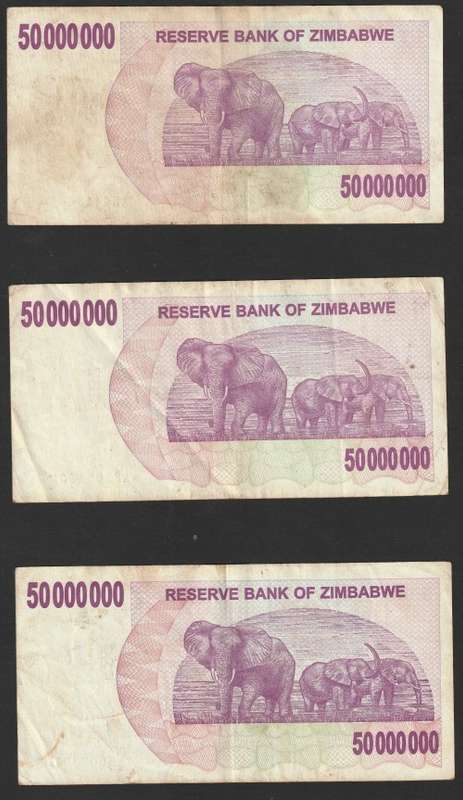 Zimbabwe - 2007 - $50 000 000 Million Dollar Dollars Gono - Circulated - 3 Notes