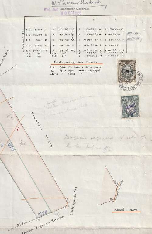 South Africa Union - 1938 - Revenue Usage on Map by Surveyor General