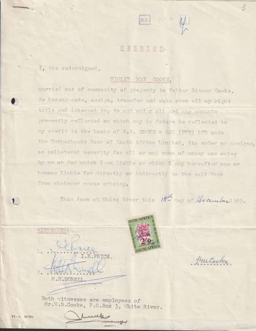 South Africa Union - 1959 - 2Sh 6d Revenue Cession