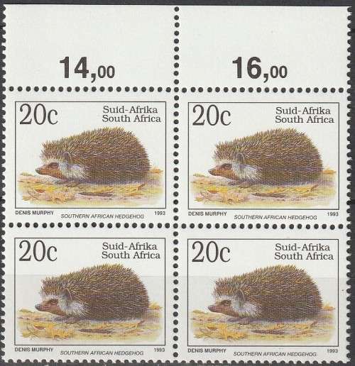 South Africa RSA - 1993 (1997) - Sixth 6th Definitive Endangered Fauna - 20c Hedgehog