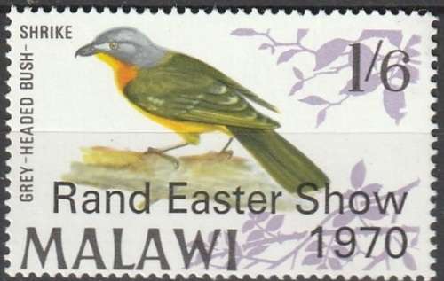 Malawi - 1970 - Birds Overprint Rand Easter Show Grey Headed Bush Shrike