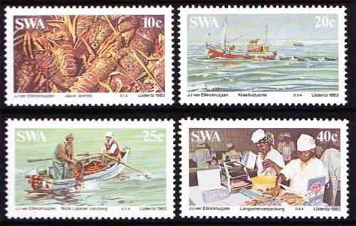 South West Africa SWA - 1983 - Lobster Industry - Complete Set Control Blocks