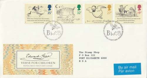 Great Britain - 1988 - Edward Lear Verse for Children - Complete Set on FDC