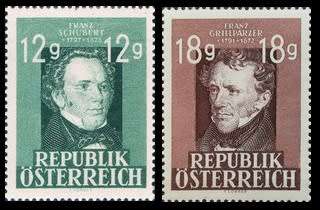 Austria - 1947 - Franz Schubert and Franz Grillparze