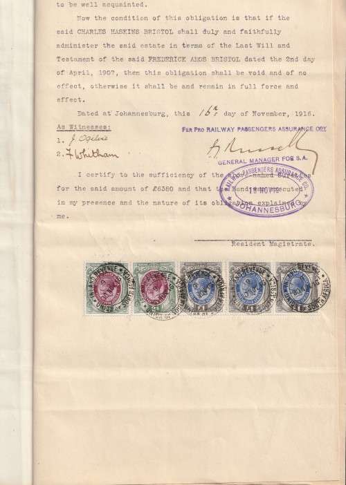 South Africa Union - 1916 - Revenue usage on Bond of Security