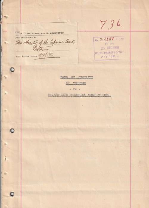 South Africa Union - 1916 - Revenue usage on Bond of Security