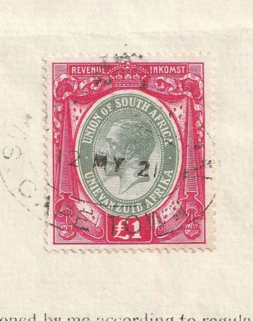South Africa Union - 1921 - Revenue usage on Deed of Transfer