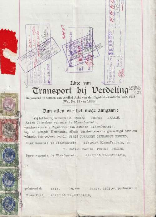 South Africa Union - 1922 - Revenue Usage on Transport by verdeling