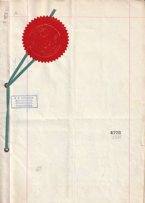 South Africa Union - 1930 - Revenue Usage on Morgage Bond