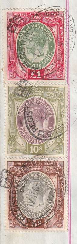 South Africa Union - 1927 - Revenue usage on Akte van Transport