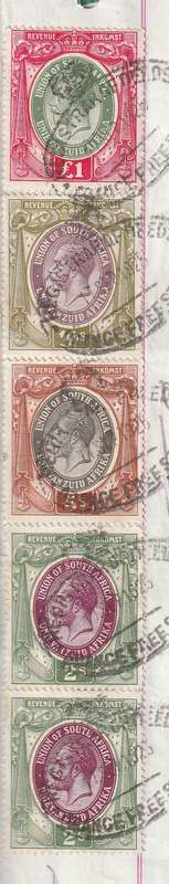 South Africa Union - 1925 - Revenue usage on Akte van Transport