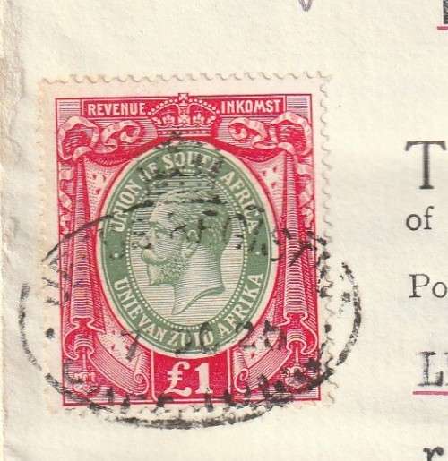 South Africa Union - 1925 - Revenue Usage on Deed of Transfer