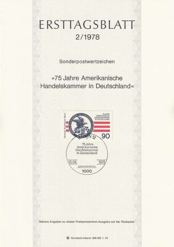 Germany - Berlin - 1978 - American Chamber of Commerce in Germany 75th anniversary