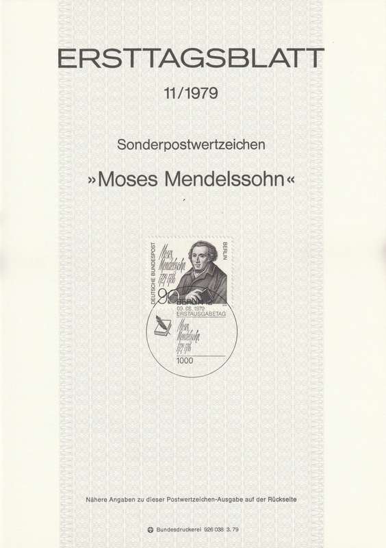 Germany - Berlin - 1979 - Moses Mendelssohn Philosopher