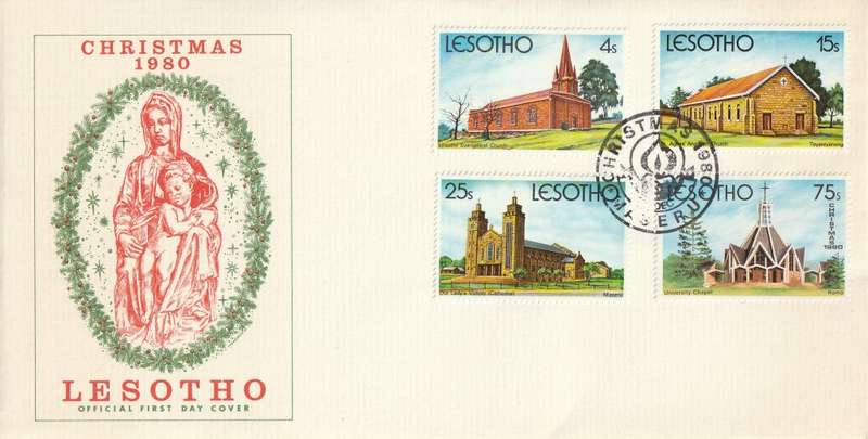 Lesotho - 1980 - Christmas Churches, Chapels and Cathedrals FDC