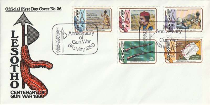 Lesotho - 1980 - Gun War Centenary - Complete Set on FDC