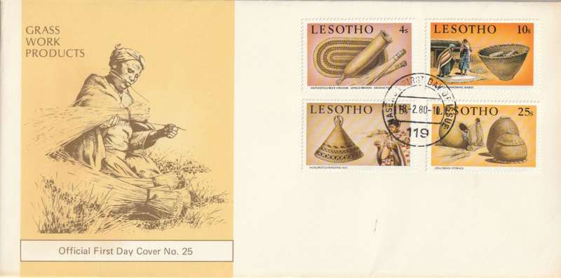 Lesotho - 1980 - Grass Work Products - Complete Set on FDC