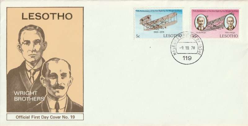 Lesotho - 1978 - 75th anniversary of 1st powered flight - Complete Set on FDC