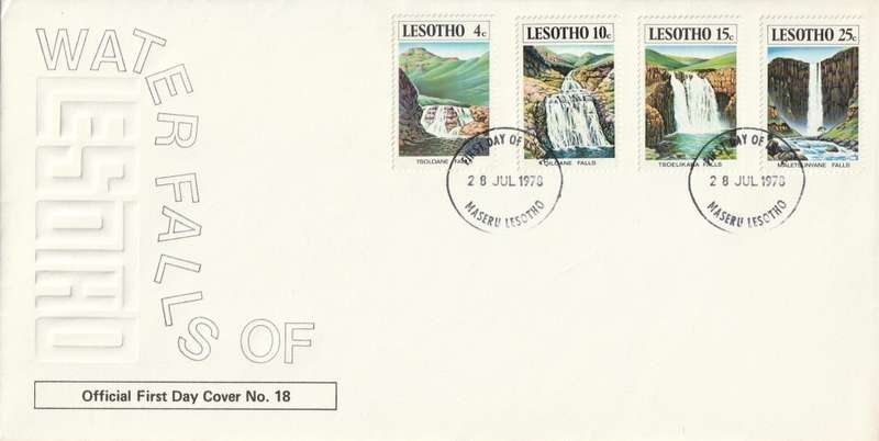 Lesotho - 1978 - Waterfalls - Complete Set on FDC