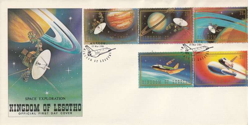 Lesotho - 1981 - Voyager expedition to Saturn and flight of Columbia space shuttle - FDC