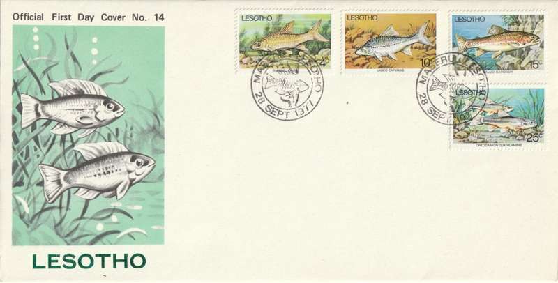Lesotho - 1977 - Fresh-water Fish - Complete Set on FDC