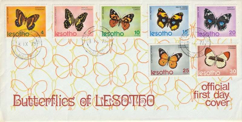 Lesotho - 1973 - Butterflies FDC