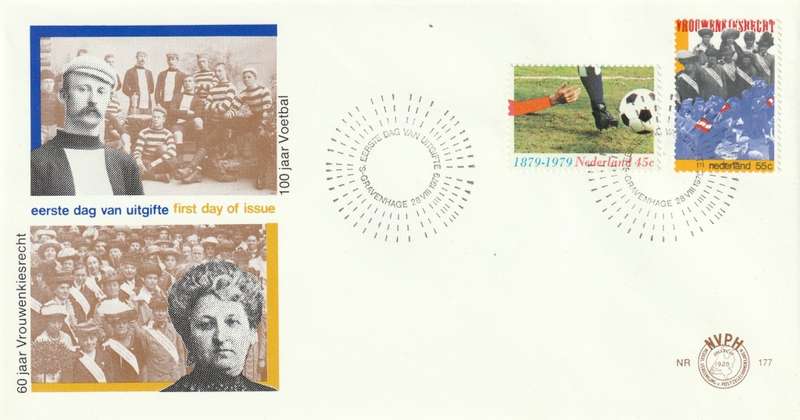 Netherlands - 1979 - Centenary of soccer. Voting right for women.