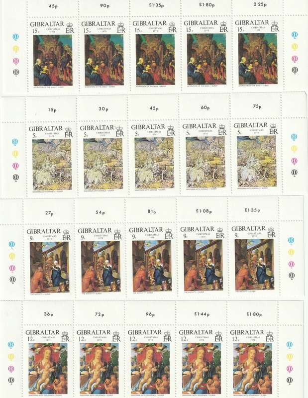 Gibraltar - 1978 - Christmas Strips of 5