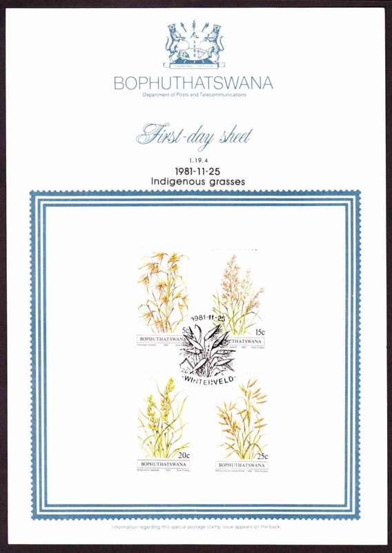 Bophuthatswana - 1981 - Indigenous Grasses Grass - First Day Sheet - Medium