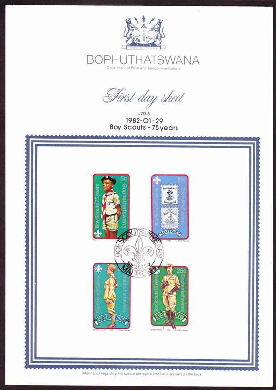 Bophuthatswana - 1982 - Boy Scouts 75 Years Scouting - First Day Sheet - Medium