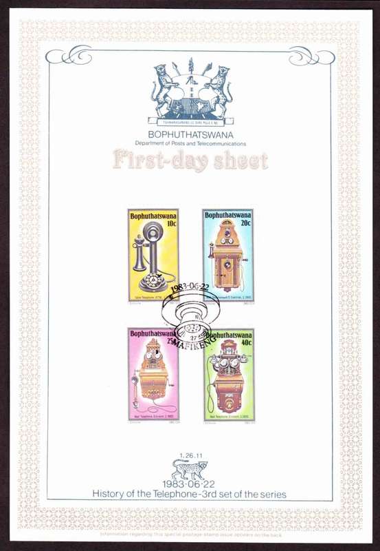 Bophuthatswana - 1983 - History of the Telephone - First Day Sheet - Medium