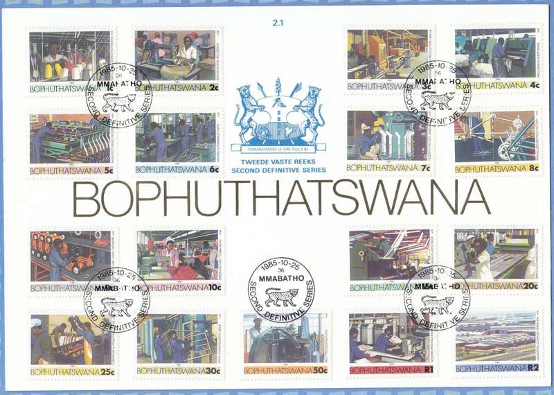 Bophuthatswana - 1985 - Second Definitive - Industries, Occupations - First Day Large Card