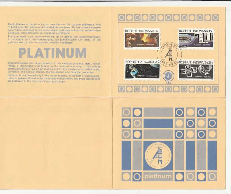 Bophuthatswana - 1979 - Platinum Minerals Mining - First Day Collectors Small Card