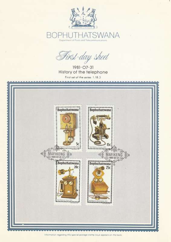 Bophuthatswana - 1981 - History of the Telephone - First Day Sheet - Medium