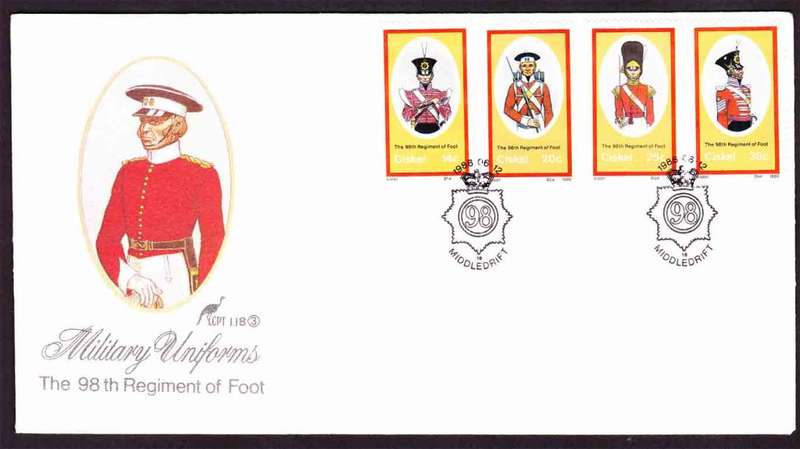 Ciskei - 1986 - Military Uniforms - 98th Foot Regiment - First Day Cover - Small