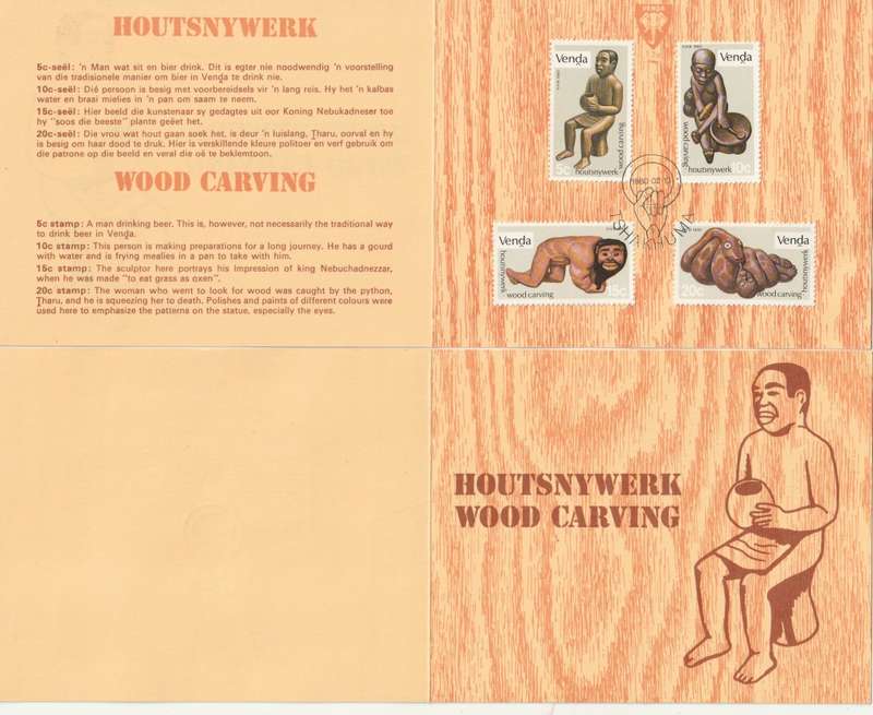Venda - 1980 - Wood Carving - First Day Collectors Small Card