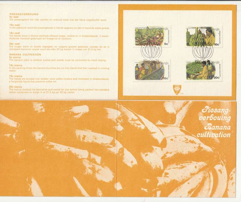 Venda - 1980 - Banana Industry Fruit - First Day Collectors Small Card